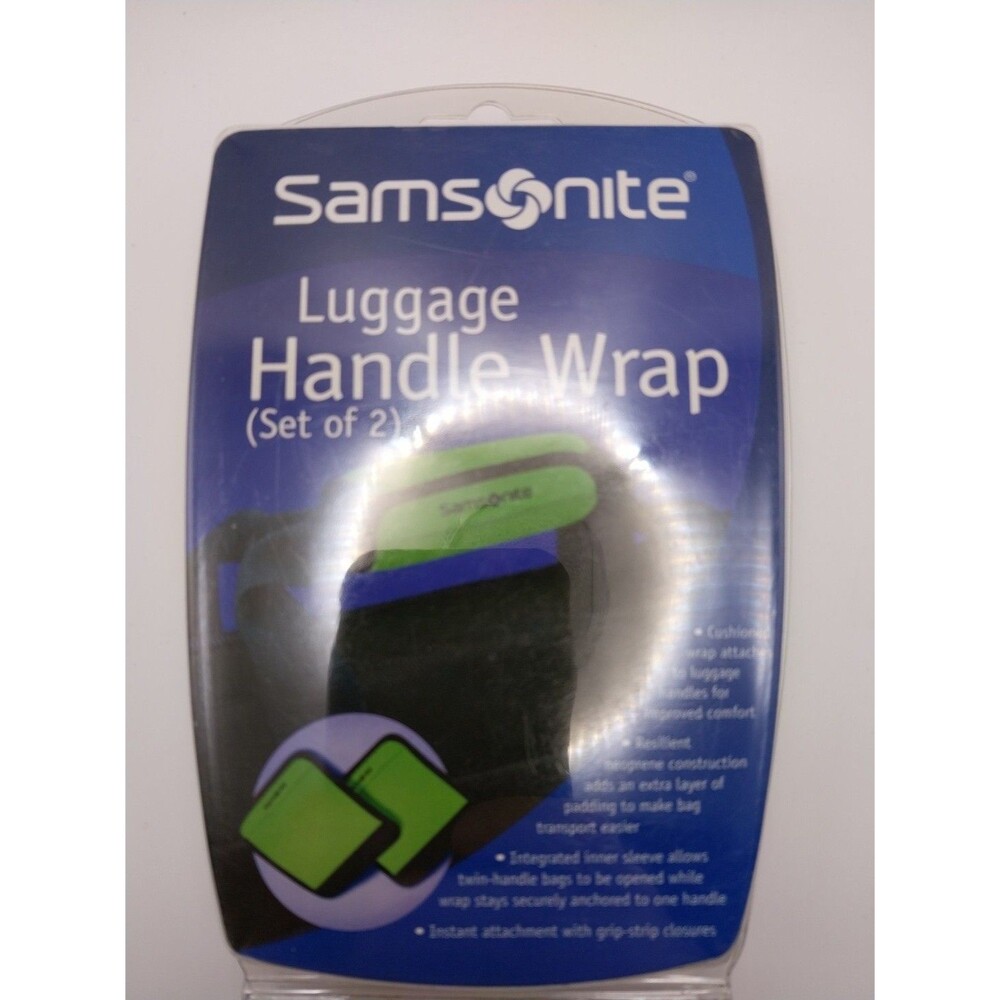 Samsonite Luggage Handle Wrap Set of 2 Neon Green Neoprene Padded Grip SM3549NG